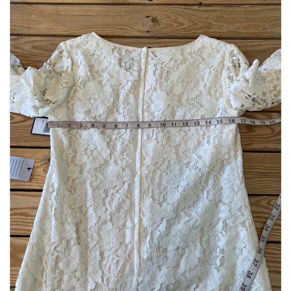 NWT Adrianna Papell Ruffle Hem Lace Dress Size 12 Women’s White - Picture 9 of 10